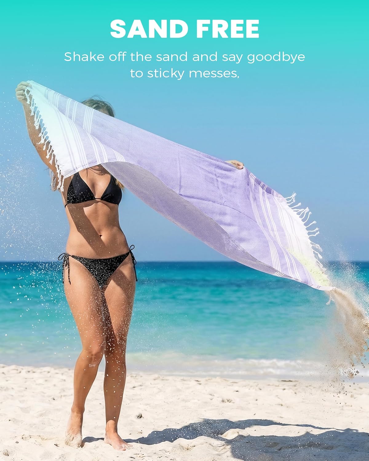 Skiennix Turkish Beach Towels - Quick Dry, Sand-Free, Oversized | Soft Absorbent Stripes - 2 Pack