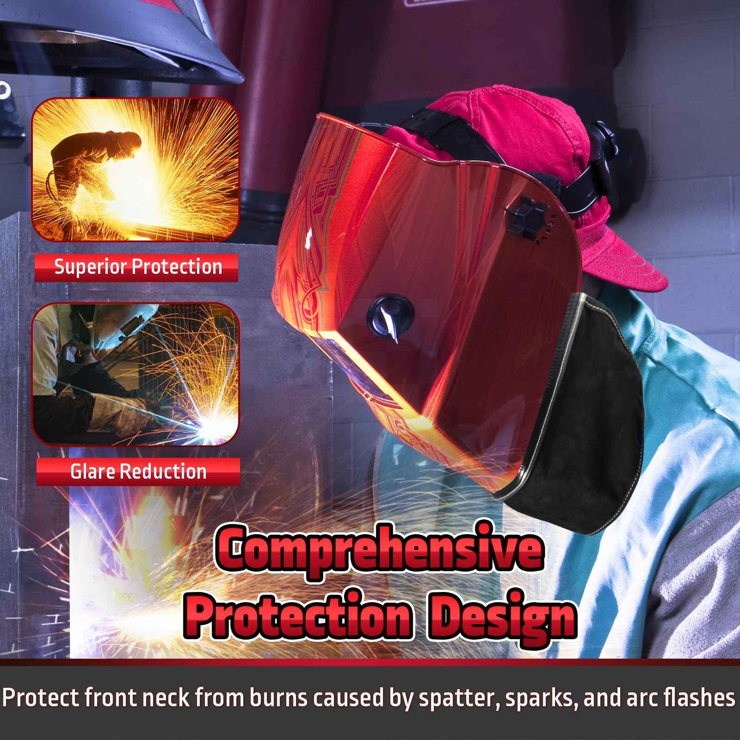 MATINA Welding Helmet Cover, Welding Hood Accessories for Full Frontal Neck Coverage, Welding Helmet Accessories Extended FR Cotton with Press Fit Seal, Compatible with Most Welding Helmets