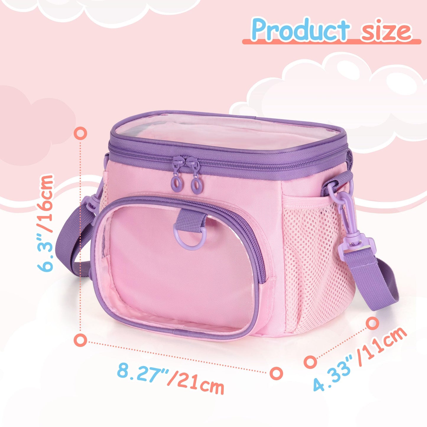 GRAOSO Bike Basket Front Kids, Bicycle Basket, Cute Bike Accessories Fit Most of Handlebar, Tricycle, Scooter Bag for Girls and Boys with Shoulder Strap, Pink, Patented Design