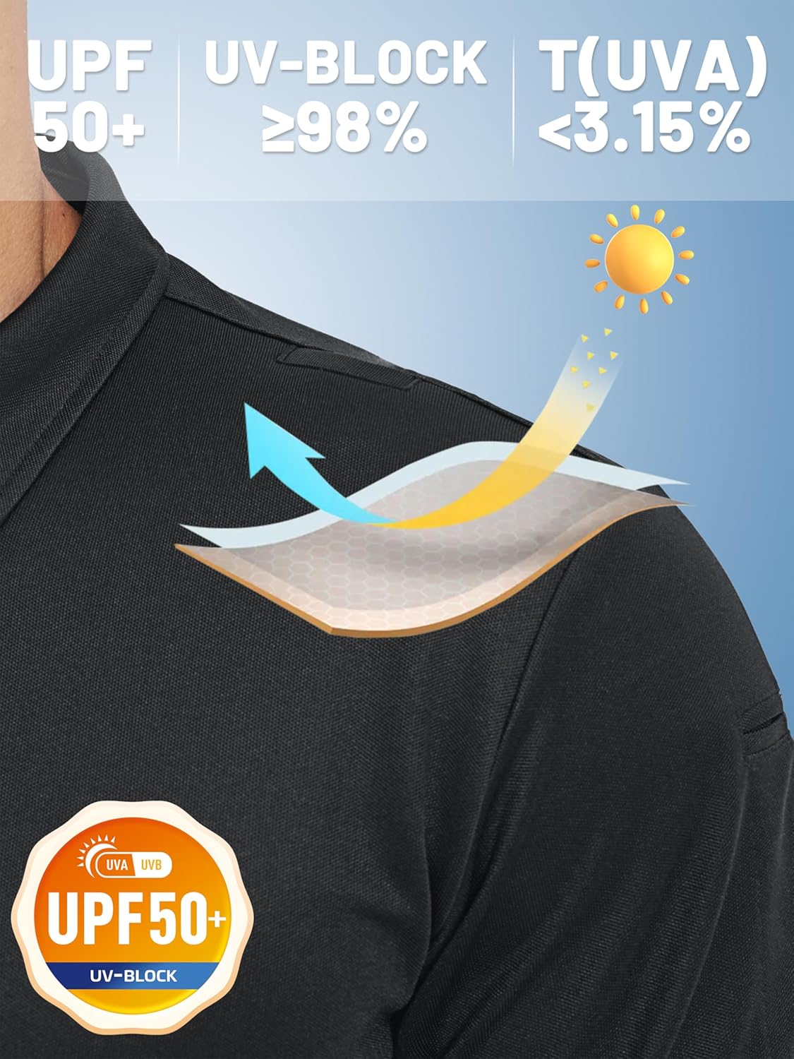 TACVASEN Men's Polo Shirt - Dry Fit Short Sleeve Performance Collared Golf Shirt | Light UPF 50+ Protection