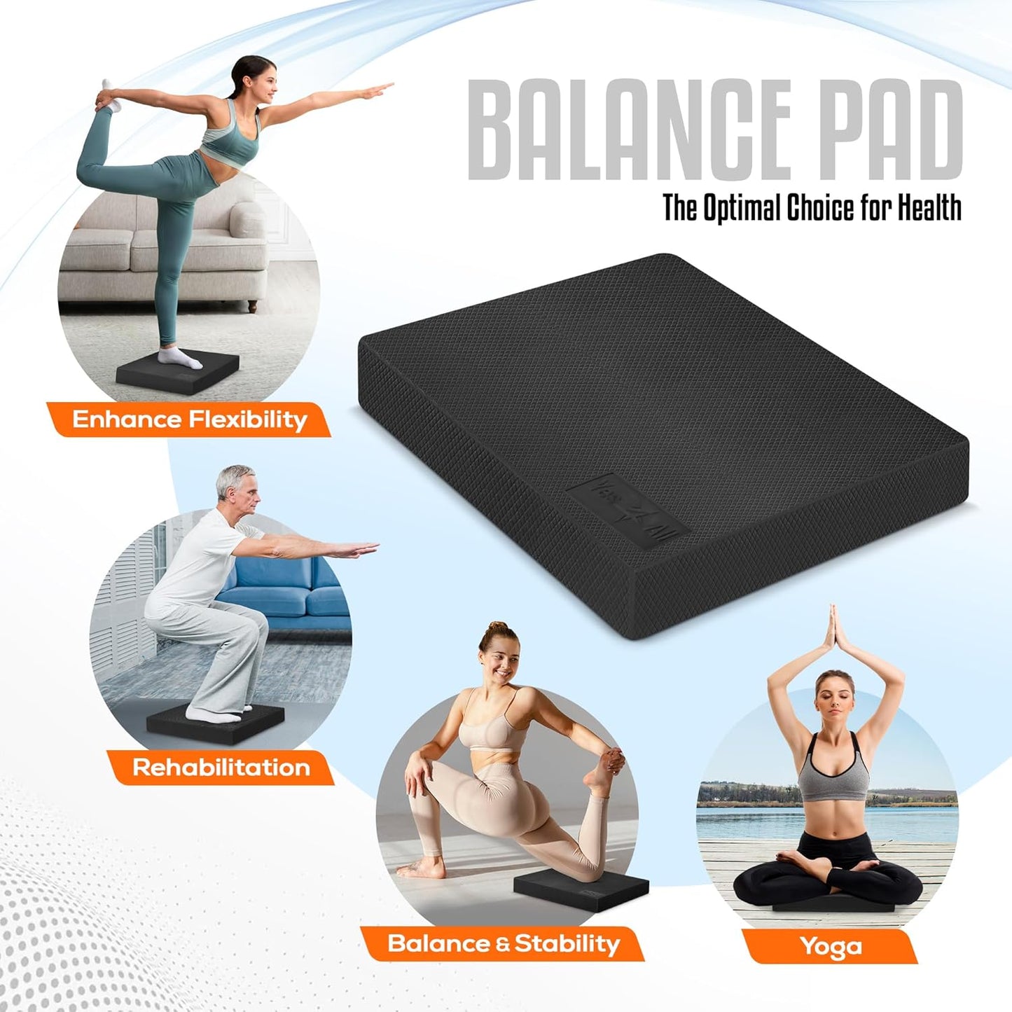 Yes4All Balance Pad - Nonslip TPE Foam for Fitness & Yoga | Available in L, XL, XXL - Multicolor Options