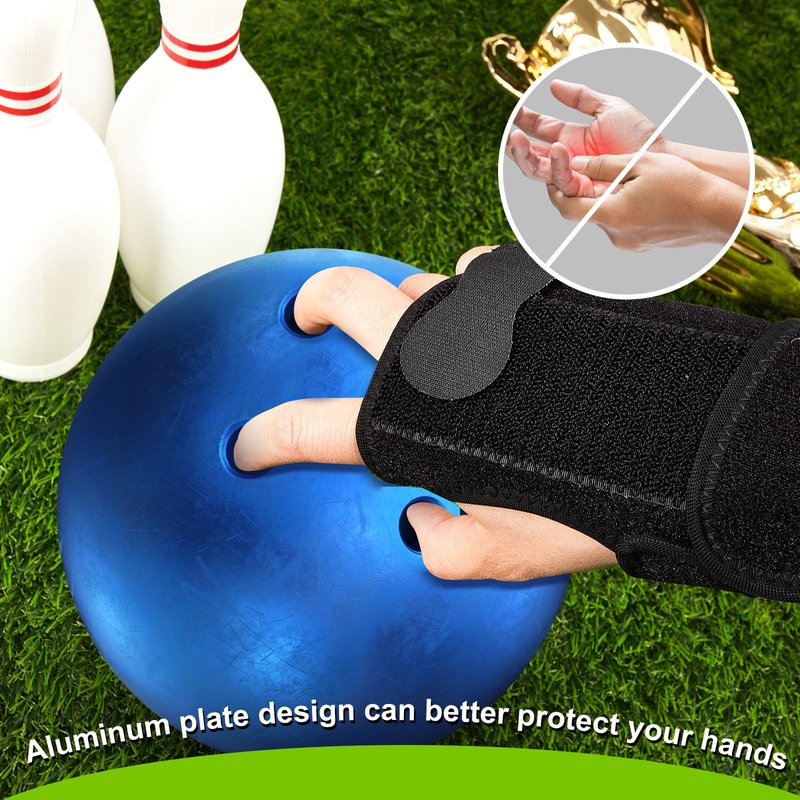 Shappy Bowling Wrist Support Brace with Thumb Spica Splint Right Hand Breathable Wrist Gloves Splint with Removable Aluminum Plate for Women Tendonitis Arthritis Sprains (Black)