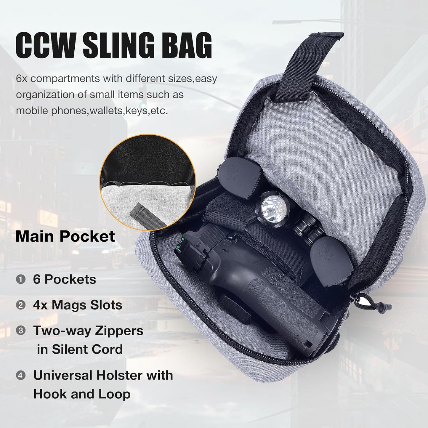 Skiennix Tactical Sling Chest Bag - Concealed Carry with Gun Holder | EDC Crossbody Design