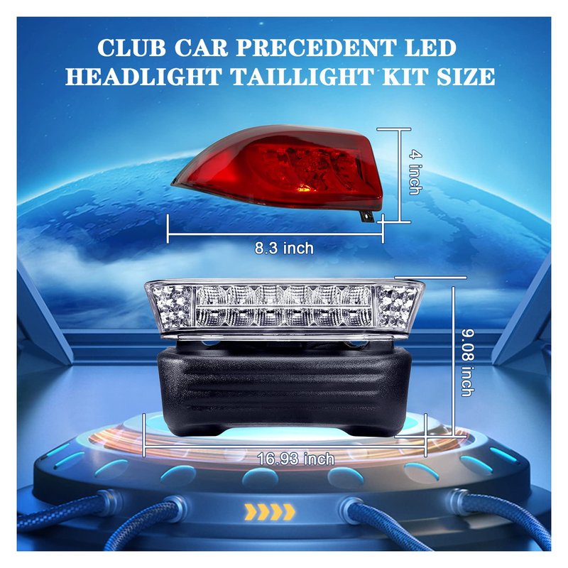 Club Car Precedent LED Light Kit with Head & Tail Lights - Fit for 2004-Up Golf Carts