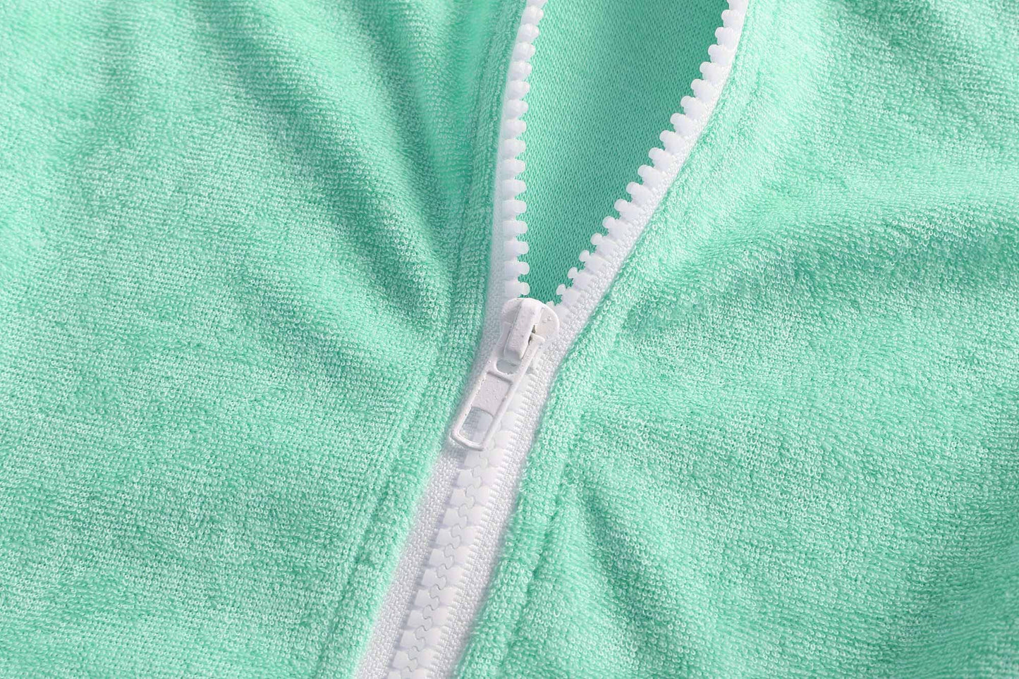LUCKYGAL Girls Swimsuit Cover Up Zip-Up Swim Coverup Green Terry Beach Bathing Suit Wraps, Size 8 9