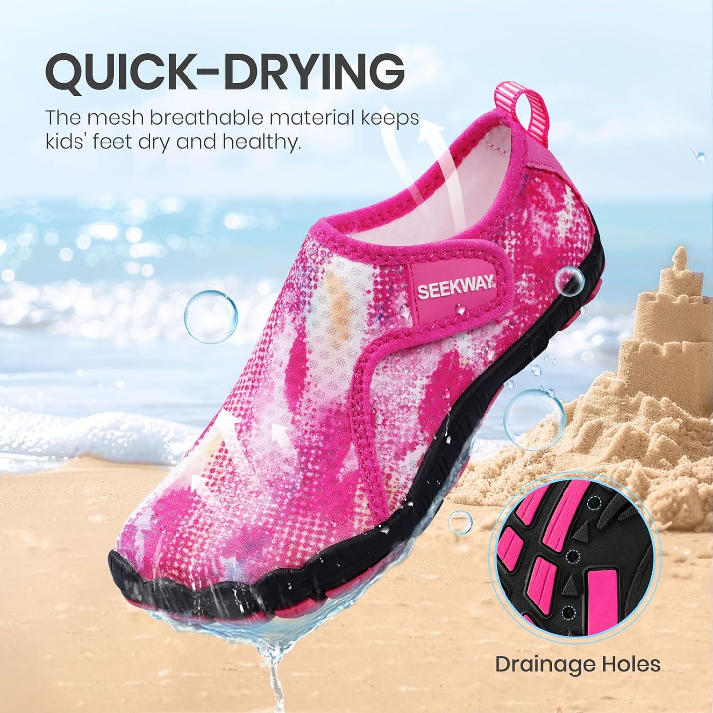 SEEKWAY Barefoot Water Shoes for Kids - Quick-Dry Non-Slip Sand Shoes for Hiking, Swimming & Beach | Toddler Sizes
