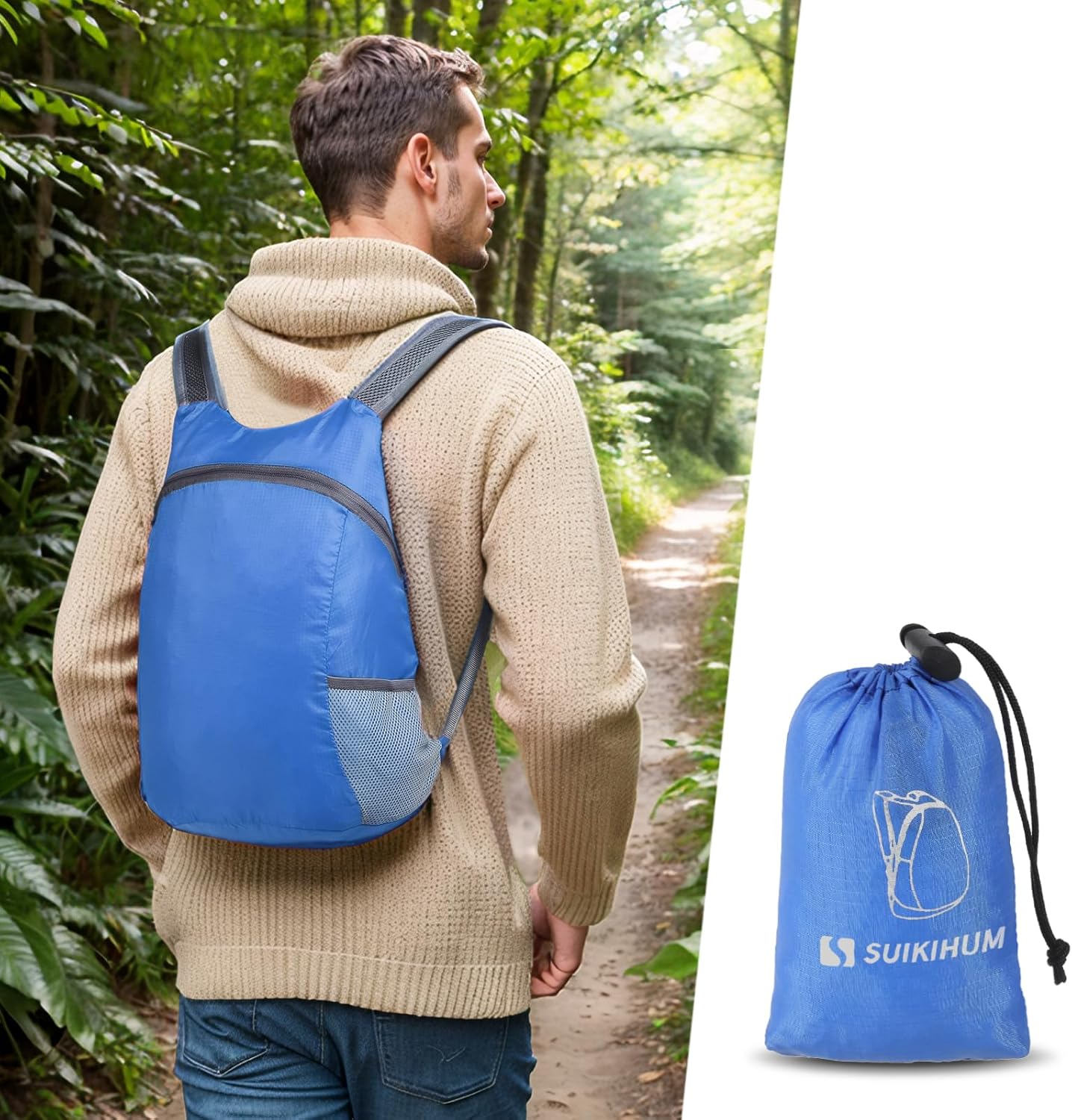 Skiennix 20L Ultra Lightweight Hiking Daypack - Foldable Travel Backpack for Camping | Sapphire Color