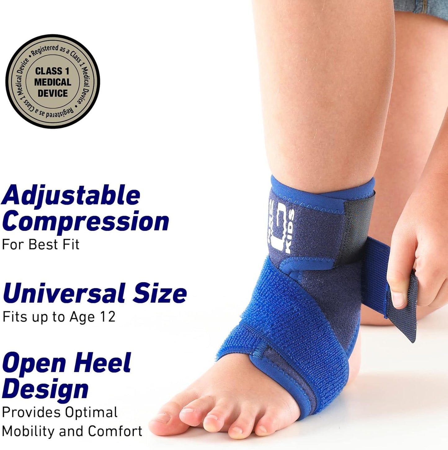 Neo-G Ankle Brace for Kids - Adjustable Compression for Joint Pain Relief | Ideal for Sports & Arthritis - Blue