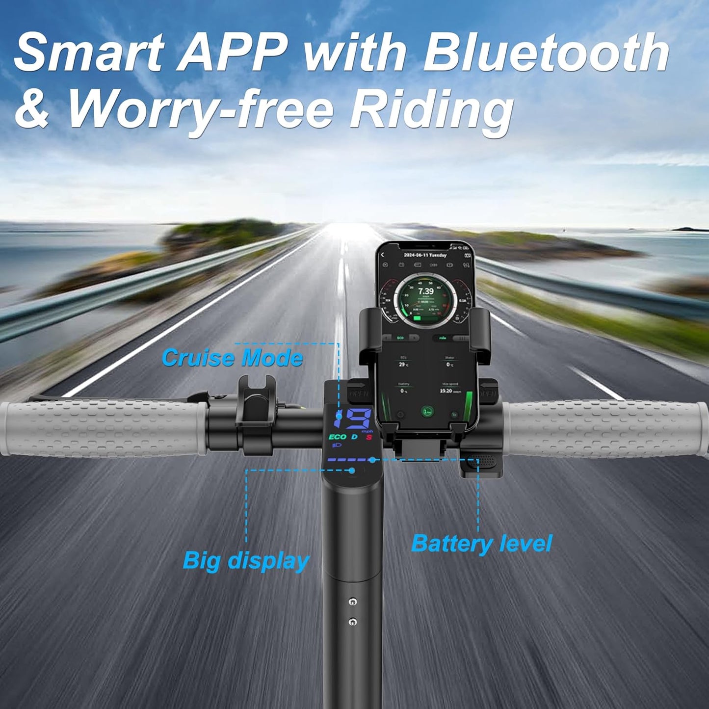 Roinside Electric Scooter - High-Speed 350W/500W Motor | Long-Range Up to 62 Miles, Foldable Design