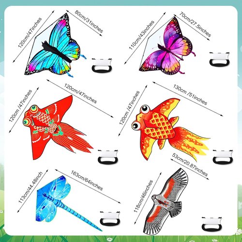 Leitee Large Butterfly Kite - Easy to Fly Kids & Adults Toy | 6 Pack for Outdoor Fun & Games