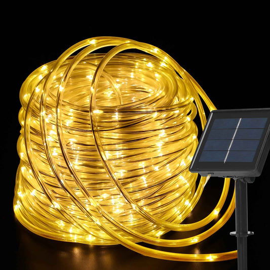 200 LED Solar Rope Lights Outdoor, 66FT Solar String Lights Indoor Waterproof Solar Powered Trampoline Light Clear Tube Pool Light for Camping Fence Yard Walkway Path Garden Outside Decor(Warm White)