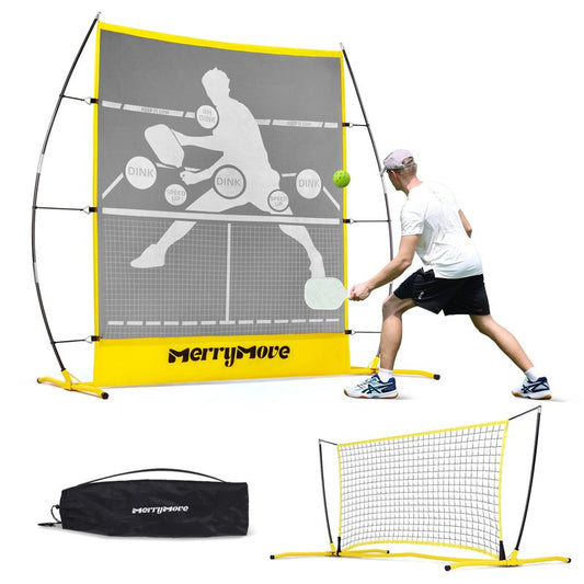 MerryMove Pickleball Practice Rebounder Net: Pickleball Rebounder or 6FT Mini Pickle Ball Net Portable for Outdoor Driveway Backyard and Indoor Garage - 2in1 Trainer for Dink Volley Training