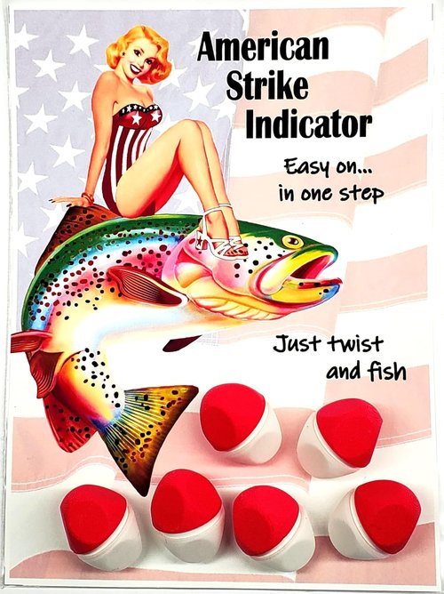 American Strike Indicator - Fly Fishing Line Float with Easy-On Unified Design | Red and White