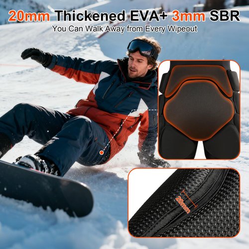 3D Protective Hip Butt EVA Padded Shorts, Crash Pad Impact Gear for Snowboard Skateboard Ski Roller Skating Bicycle et.