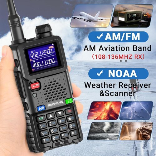 Baofeng 5RM Handheld Ham Radio 10W Long Range Walkie Talkies with Wireless Programmer,NOAA Weather Radio,2500mAh USB-C Battery,Long Antenna,Speaker Mic,999CH for Survival Gear Hunting Camping - 2Pack
