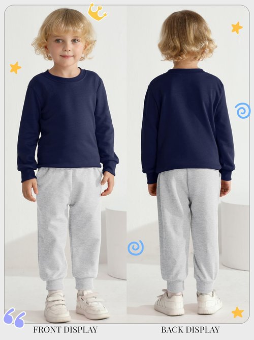 HXP 4 Pack Toddler Boys Sweatpants Pure Cotton Toddler Sweatpants Boys Kids Joggers Pants with Pocket Drawstring