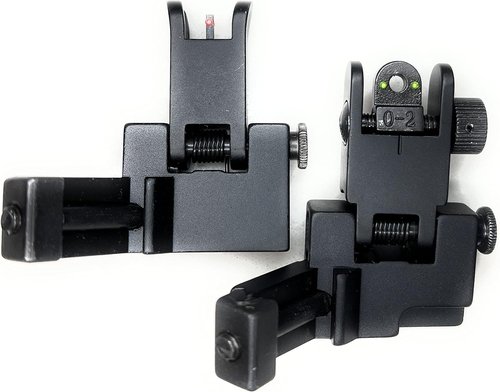 Dagger Defense Fiber Optic BUIS - Canted Iron Sights with Spring Loaded Deployment
