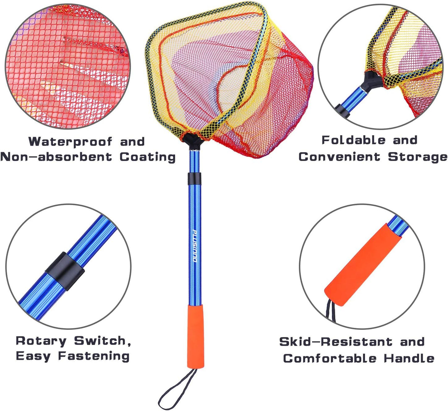 PLUSINNO Kids Fishing Net - Telescopic Lightweight Landing Net with Aluminum Handle | Perfect for Outdoor Fun