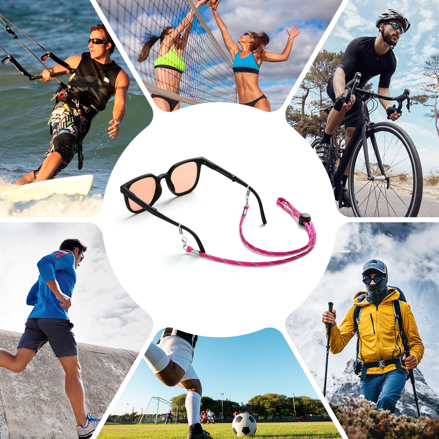 DUGRAFT Glasses Strap 6-Pack - Eye Glasses Holders Around Neck, Sunglasses Strap for Sports & Casual Wear - Adjustable, Secure & Comfortable