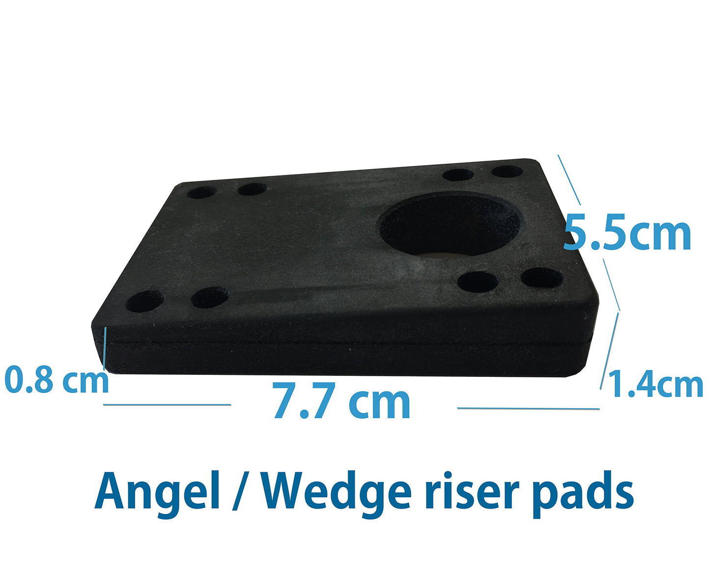 VJ Longboard Skateboard Riser Pads, Rubber, Set of 2, Size 3mm (1/8") 6mm (1/4") 12mm (1/2") 14mm Angle Wedge Riser Pads, Black (Angle Wedge)