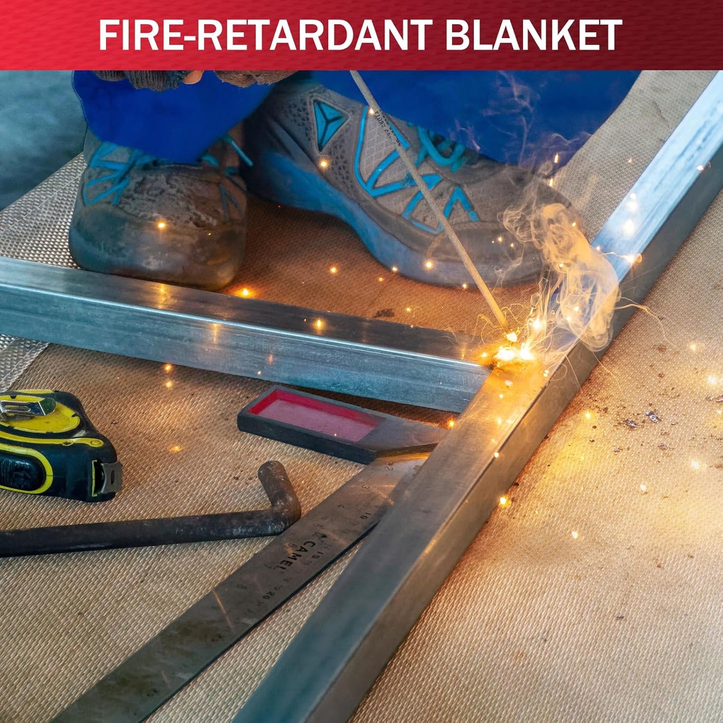 Heavy Duty Welding Blanket 4x6 ft - 1022°F Fire Resistant Fiberglass Insulation (2 Pack)
