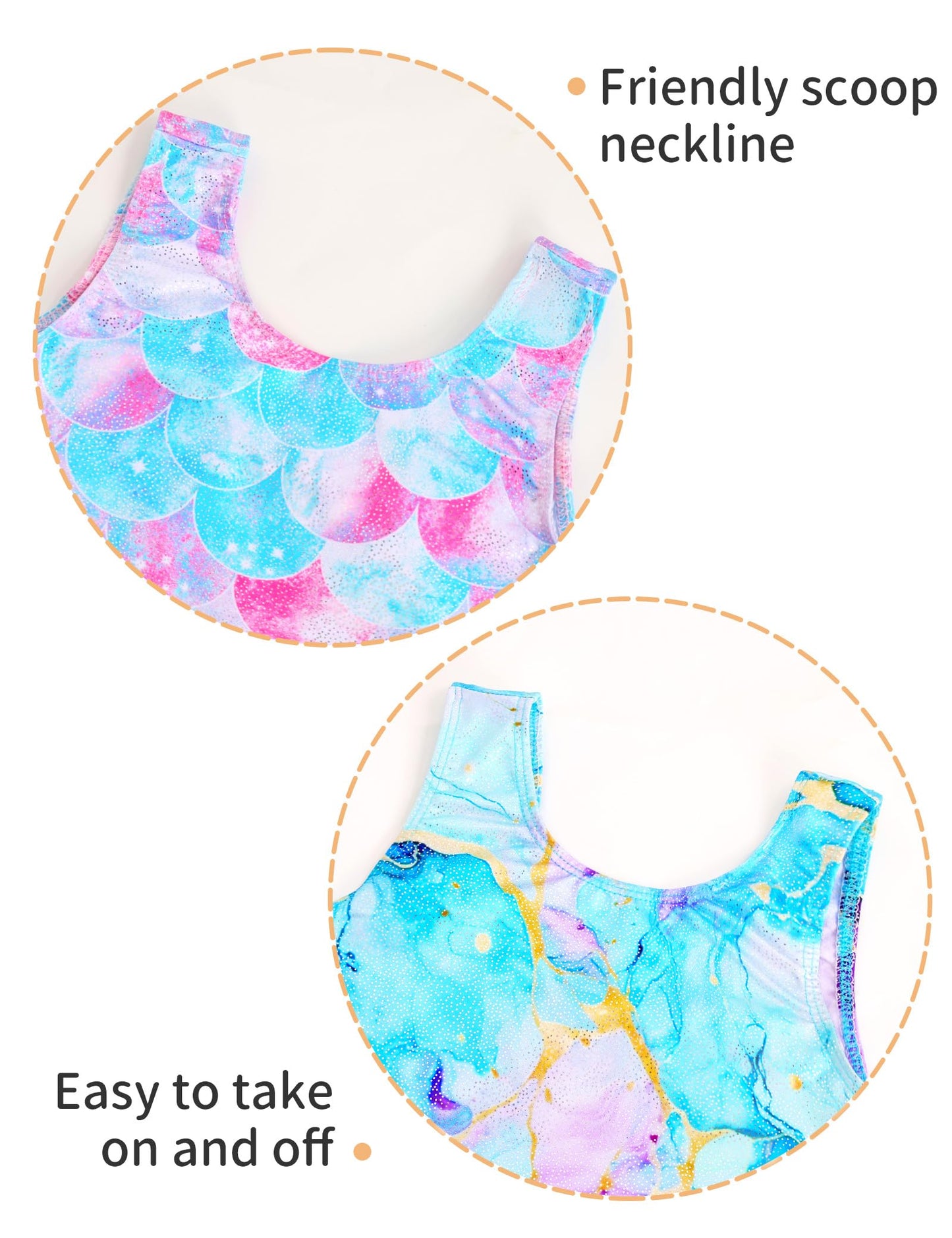 Nokecina Girls Gymnastics Leotards Size 6-7 Years Old 2 Pack Green Purple Biketards Kids Gym Outfits