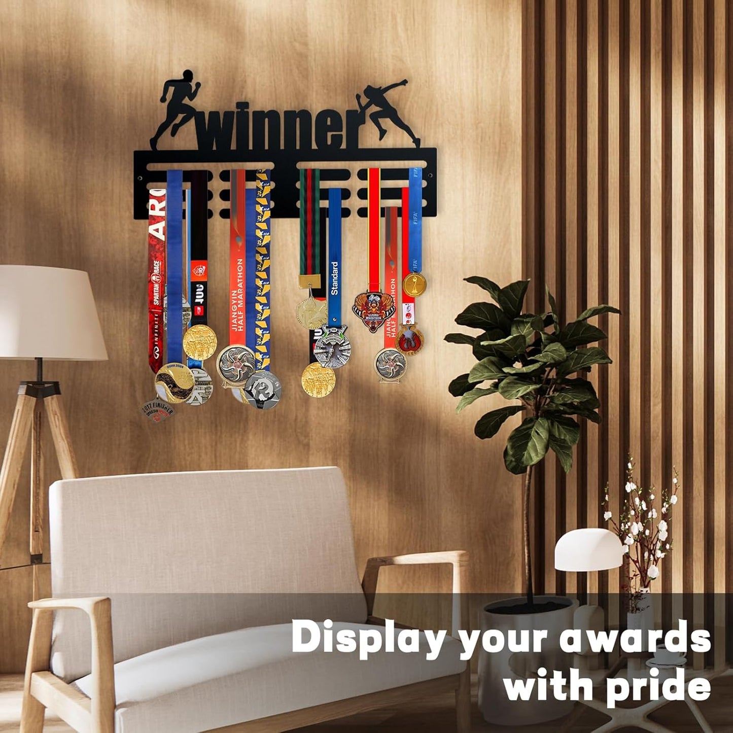 Premium Wall Mount Medal Display Rack - Sports Medal Holder for Athletic Achievements | Stylish Design