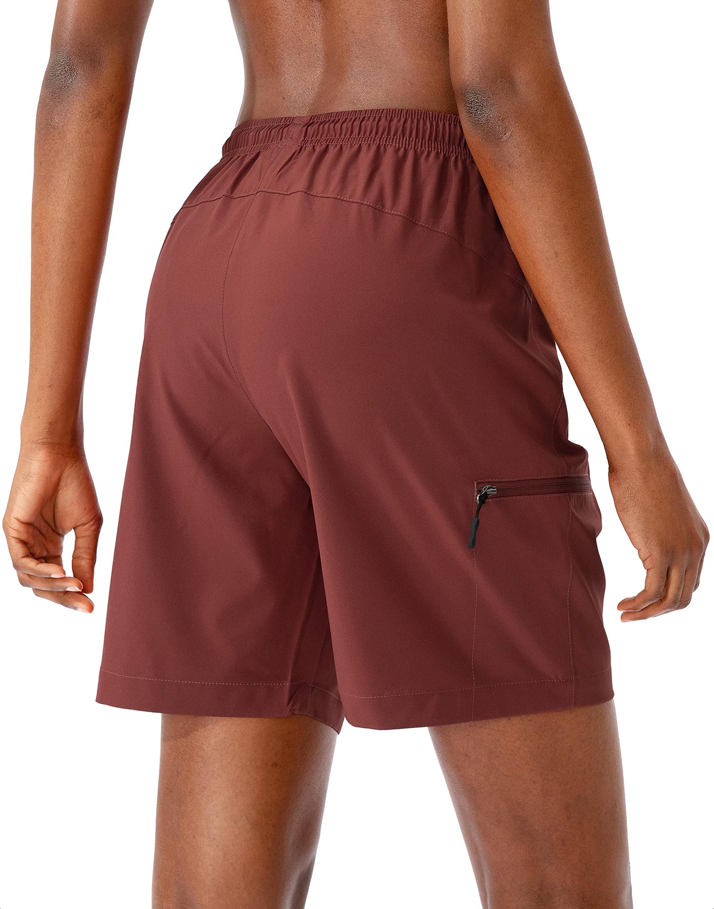 SANTINY Women's 5''/ 7''/9'' Hiking Cargo Shorts Quick Dry Lightweight Summer Shorts for Women Athletic Golf Zipper Pockets(Maroon_S)