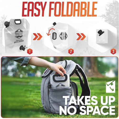 Collapsible Water Container Bags by [Brand Name] - 2.1 Gallon BPA-Free Portable Water Storage Jug | 2 Pack for Camping & Emergency Preparedness