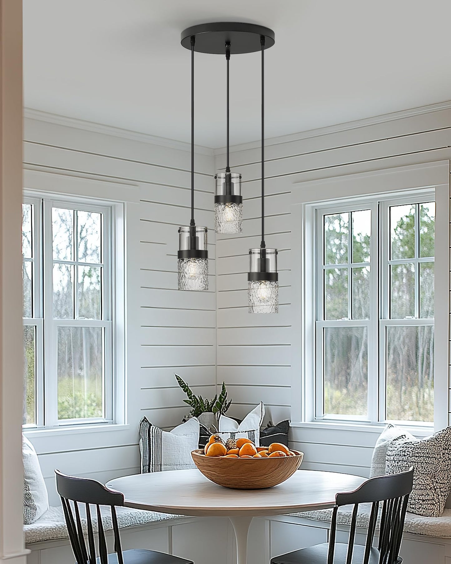 LMS Black 3-Light Pendant Fixtures, Adjustable Kitchen Hanging Light Fixture, Cluster Pendant Lights, LMS-188