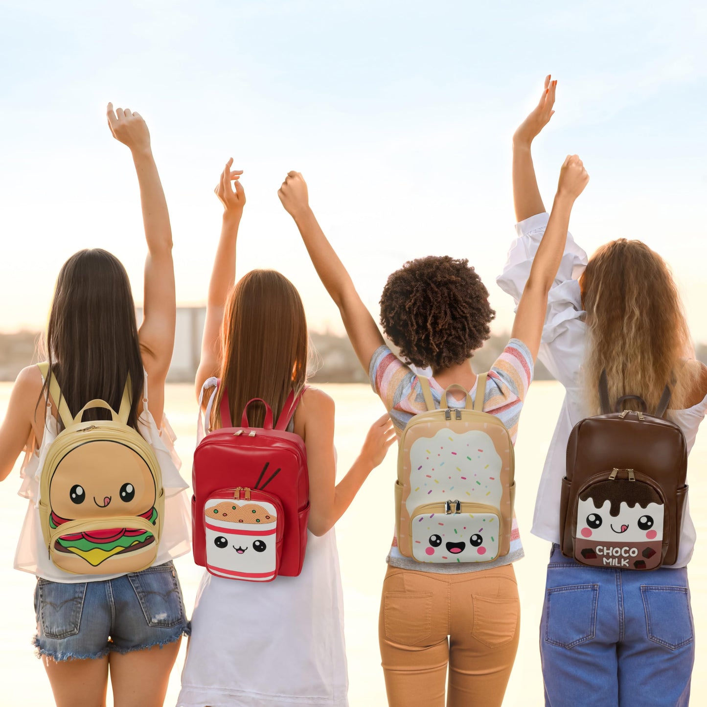 Remember Like Yesterday - Kawaii Ramen Noodle Backpack Purse | Women and Kids Fashion Backpack Purse | Faux Leather