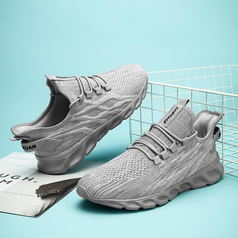ZGPWZWL Running Shoes for Men Fashion Sneakers Tennis Gym Comfortable Walking Workout Casual Sports Shoes Men Gray Size 10