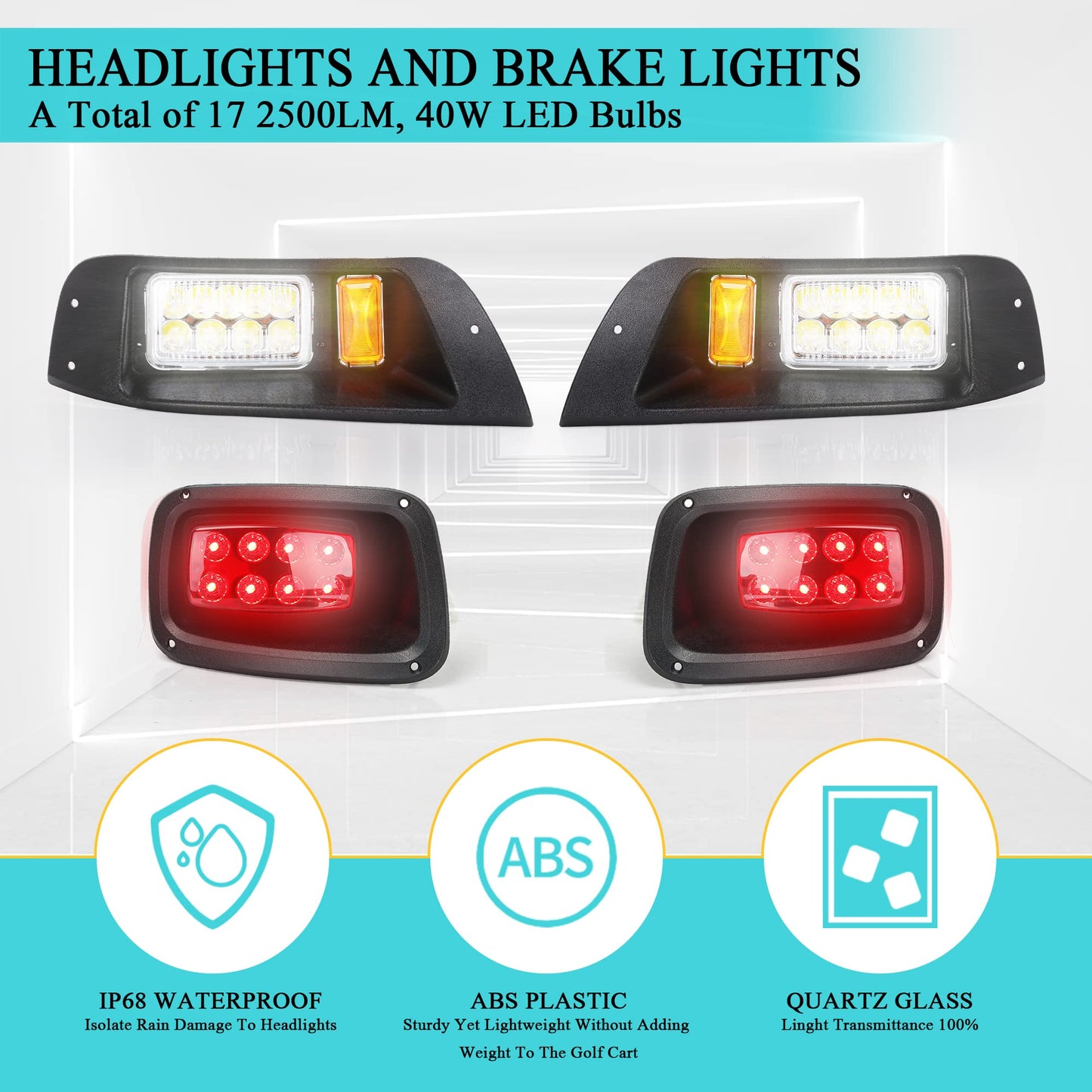 10L0L Golf Cart Light Set for Golf Cart EZGO TXT 1996-2013 12V Headlight Taillight (2022 Update)