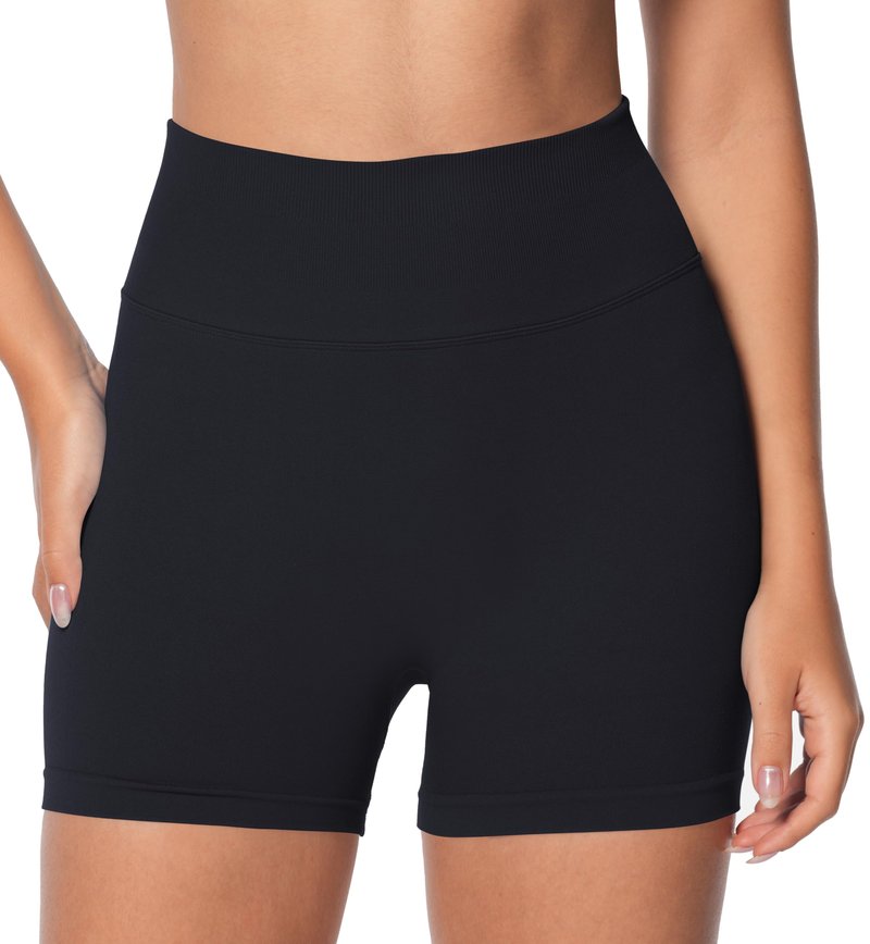Sunzel High Waisted Biker Shorts for Women Tummy Control Scrunch Butt Lifting Seamless 4" Booty Athletic Shorts for Workout Yoga Running Gym,Black,Small