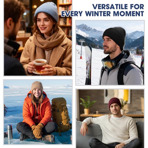 DACKRITO Thick Fleece Lined Knit Beanie for Men & Women – Warm Winter Cuffed Hat for Cold Weather Outdoor Wear Black