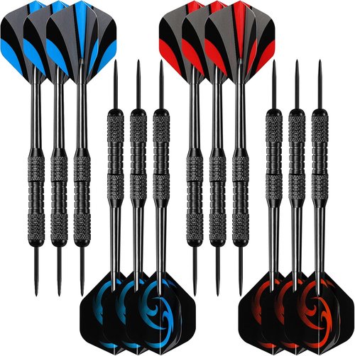 Accmor Steel Tip Darts Set - 12 Pack of 24g Professional Metal Darts for Ultimate Precision