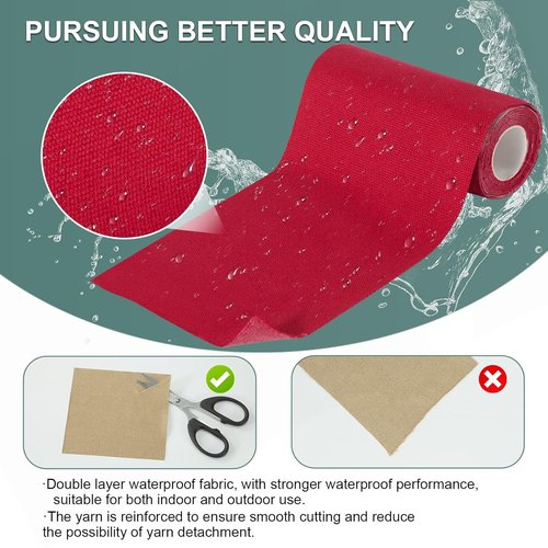 Linen Canvas Repair Tape - 4" x 63" Red Waterproof Self-Adhesive Patch for Outdoor Gear