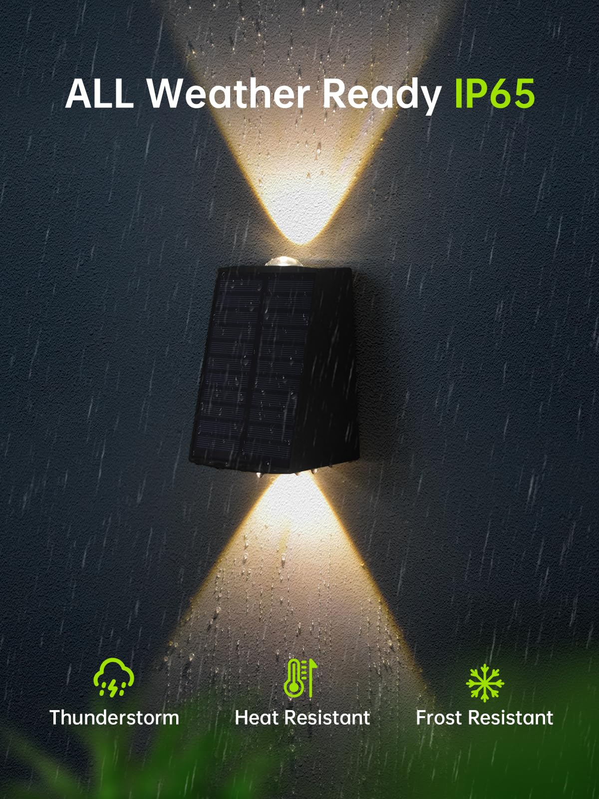 Mrzxy Solar Wall Lights Outdoor Waterproof, Up Down Sconce LED Solar Light IP65 Dusk to Dawn for Porch, Fence, Deck(Warm White, 2 Pack)