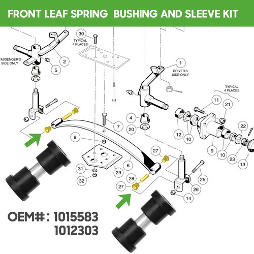 10L0L Golf Cart Repair Bushing Kits - Golf Cart Front Rear End Repair Bushing Kits for Club Car DS 1993 Up - Front Suspension Upper/Lower Rear Kit with Leaf Spring Bushings Sleeve Kit