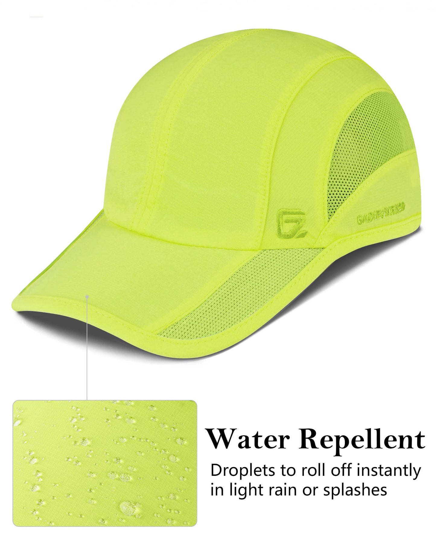 GADIEMKENSD Outdoor Running Hat Men Quick Dry Baseball Cap Women Cool Workout Hat Breathable Mesh UPF50+ Sun Ball Cap Dad Hats for Gym Tennis Boating Hiking Fluorescent Green S/M 6 7/8-7 1/4