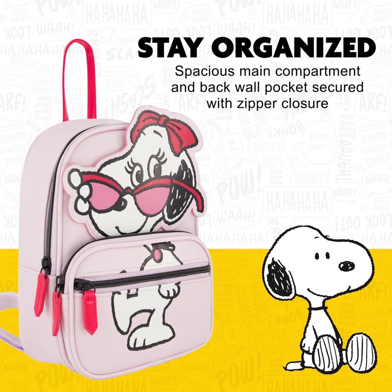 Peanuts Backpack, Mini Travel Bag, Belle with Sunglasses, Lilac, One Size