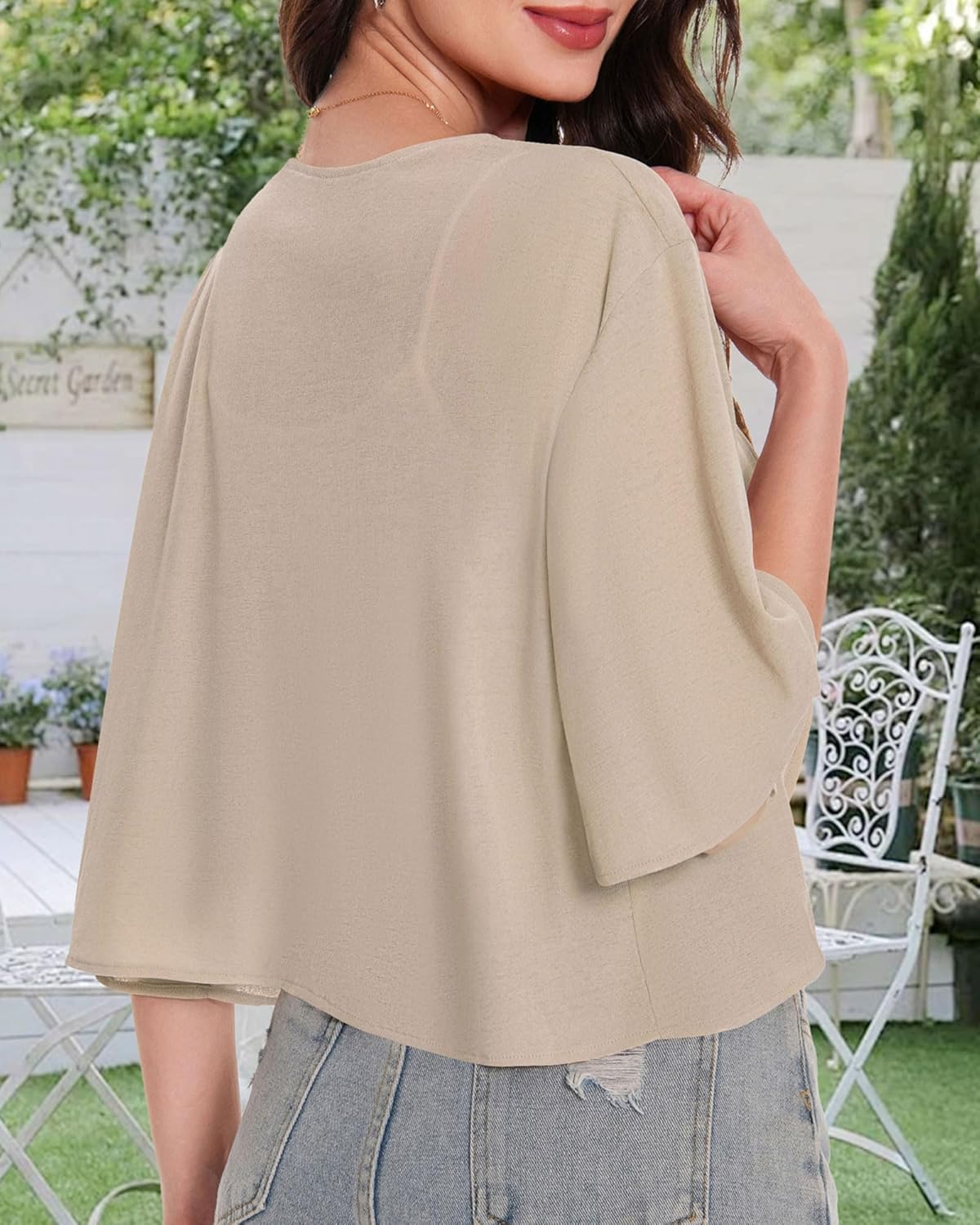 Skiennix Women’s Bolero Shrug Cardigan - Sheer Open Front Short Sleeve Kimono for Evening Dress
