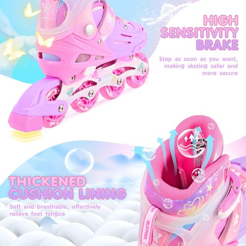 2PM SPORTS Inline Skates for Kids - Adjustable Light-Up Roller Skates for Ages 5-12 | Indoor & Outdoor Fun