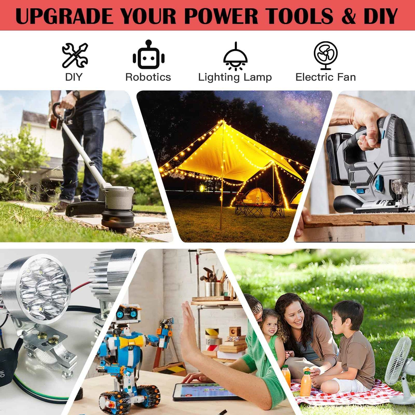 2 Packs 18V Adapters Compatible with Milwaukee M18 Battery for Power Wheel Battery Adapter, Power Tool, DIY RC Toy Car, Power Connector Conversion Kit with Switch & Fuse, 12AWG Wire, Wire Terminal