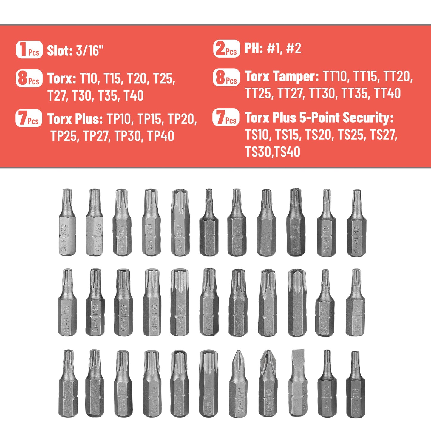 Bates Choice Mini Ratchet Set, 34 pcs, 1/4-Inch Drive, Cr-V Steel, Security Bit Set, Right Angle Screwdriver, 90 Degree Screwdriver, Torx Plus/Torx/Phillips/Slotted, Red Storage Box