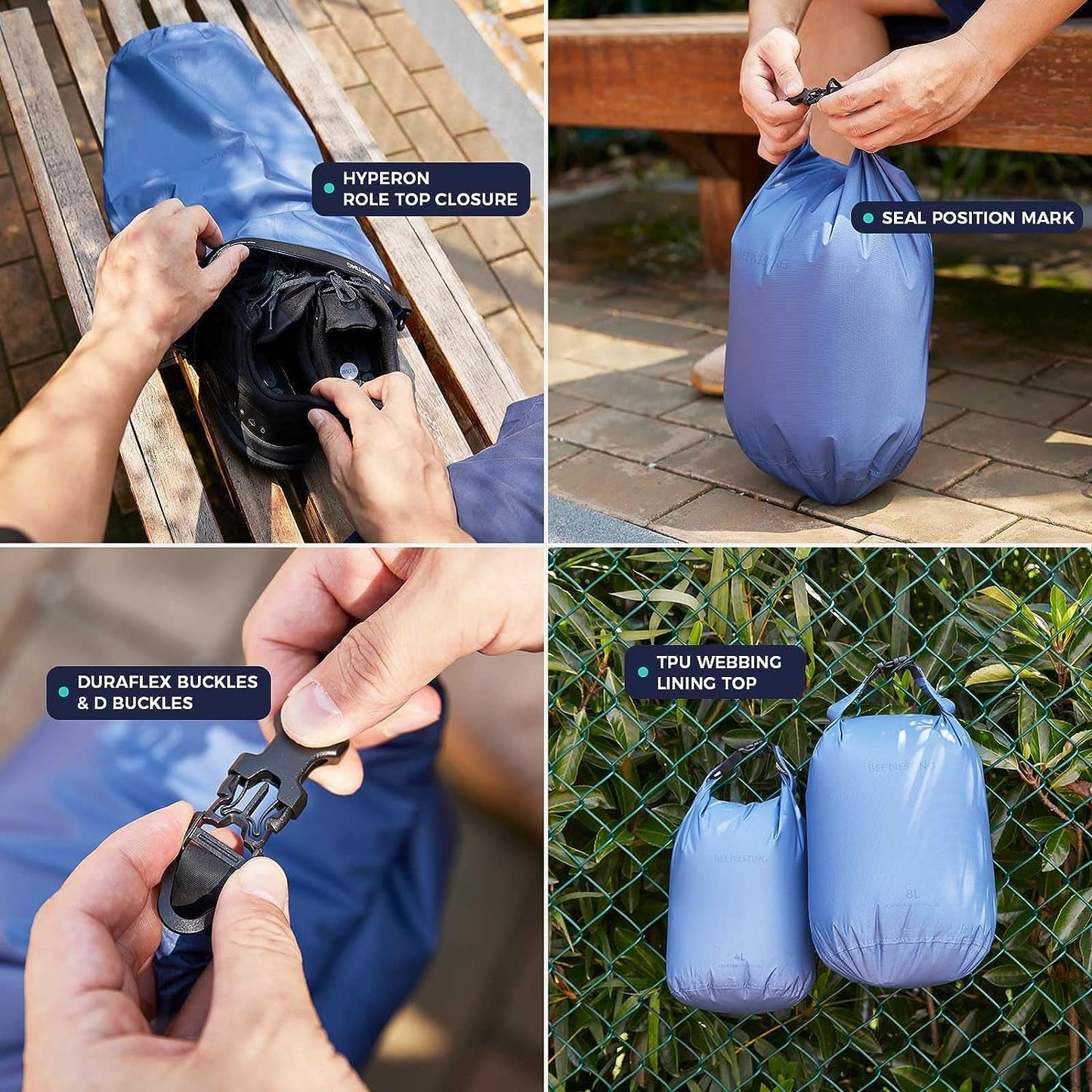 Bee Nesting Waterproof Dry Bag - Lightweight Marine Dry Sack for Kayaking, Rafting & Outdoor Adventures