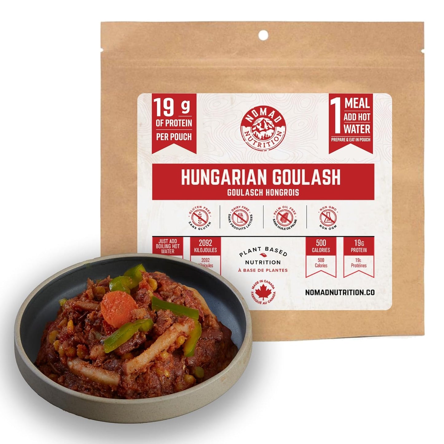 Nomad Nutrition Hungarian Goulash - Instant Freeze-Dried Camping Food | Plant-Based, Vegan, Gluten-Free | 112g Pack