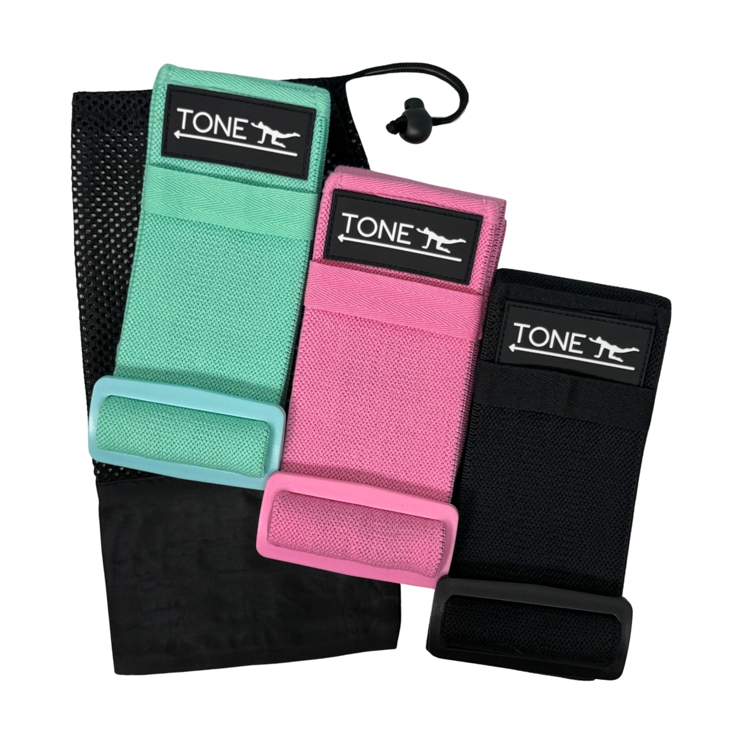 Generic Adjustable Fabric Resistance Bands Set, Non Slip Resistance Bands for Enhanced Toning, One Size Fits All Workout Booty Bands for Women (Aqua, Pink, Black)