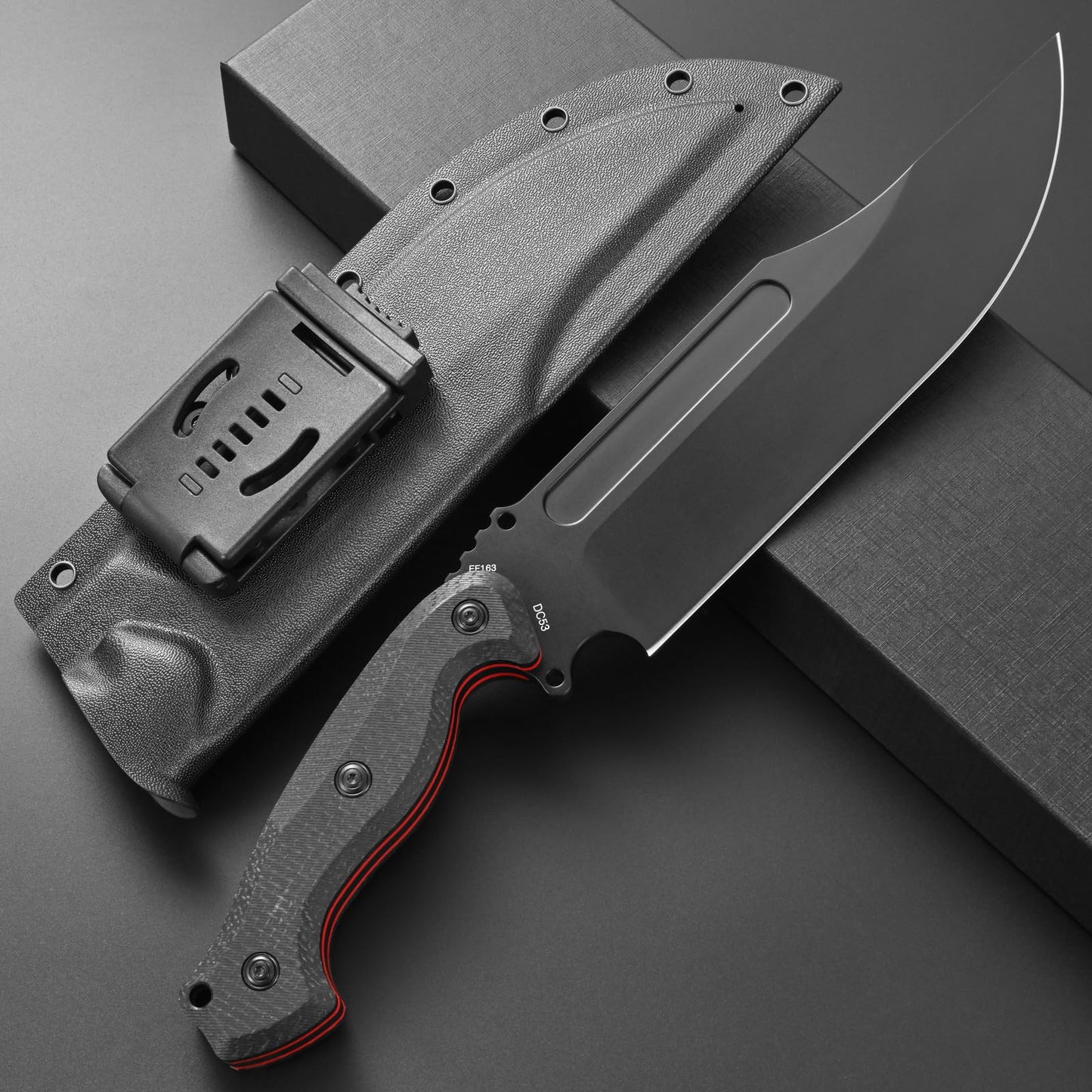 Eafengrow EF163 Fixed Blade Knife DC53 Steel Blade Micarta Handle Full Tang Heavy Duty Fix Knifes for Outdoor Camping Hunting(Black)