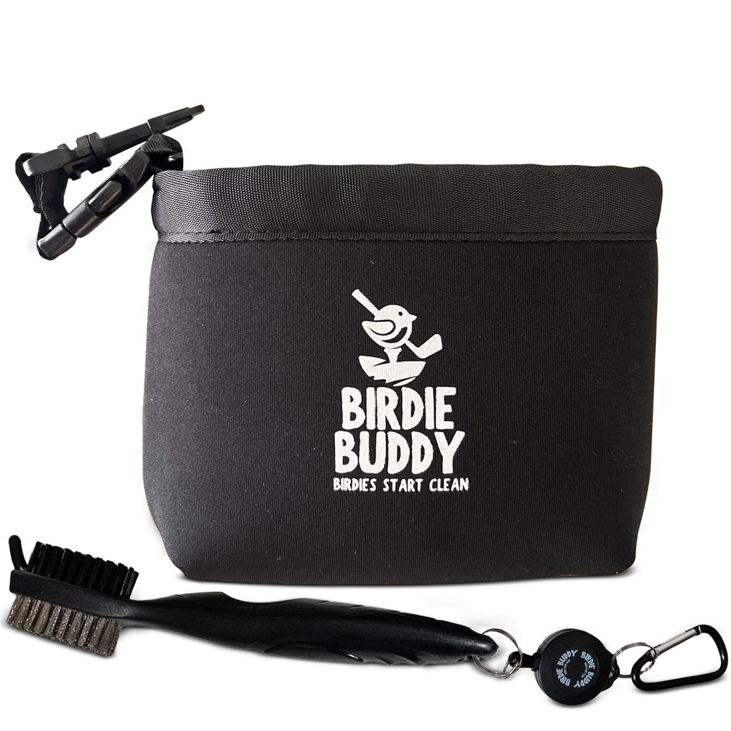 Birdie Buddy Golf Club Washer Bag with Retractable Brush – Portable Golf Club Cleaner, Durable Silicone Bag, Easy On-The-Go Club Cleaning Tool